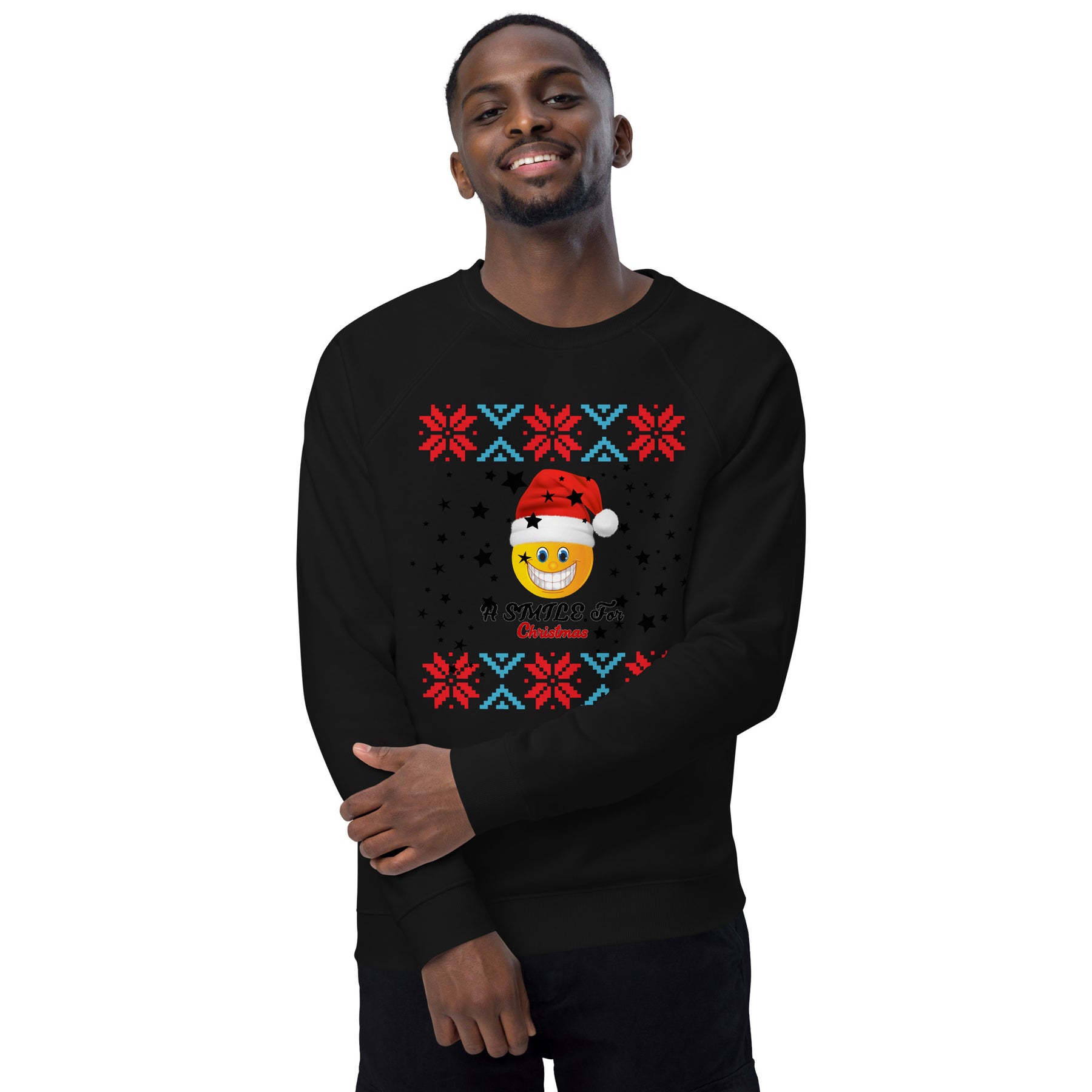 A Smile for Christmas Unisex organic raglan sweatshirt - TRIPLE-A