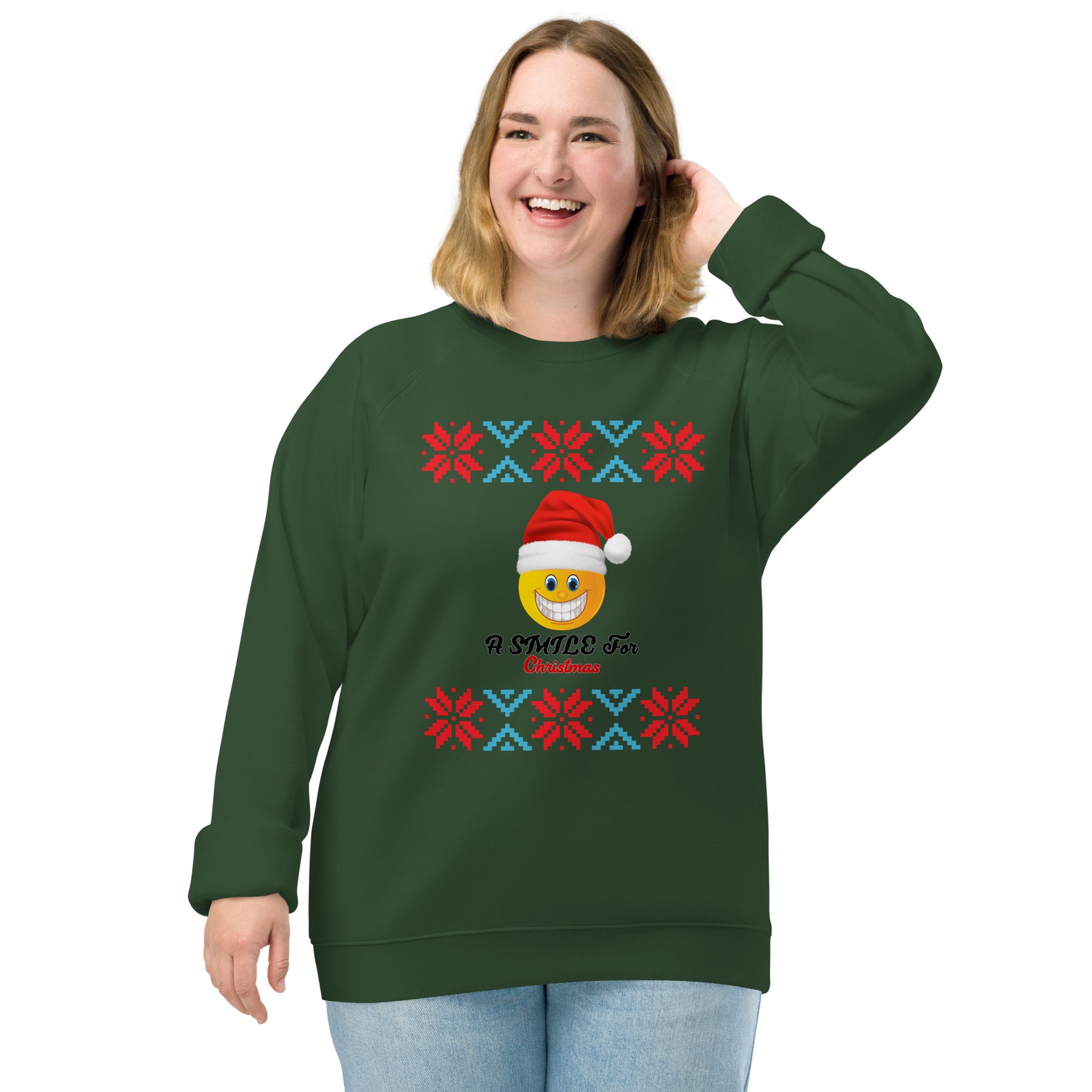 A Smile for Christmas Unisex organic raglan sweatshirt - TRIPLE-A