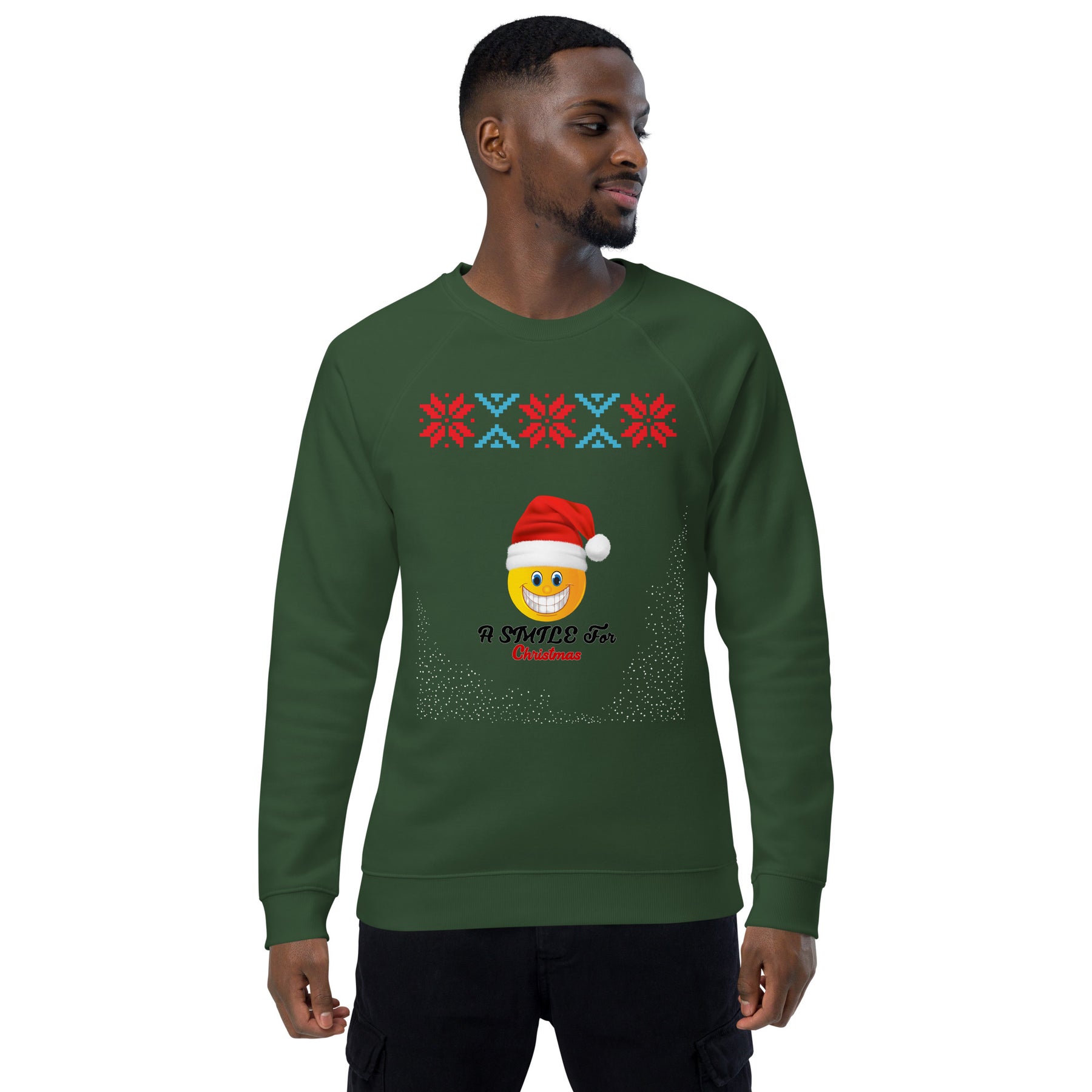 A Smile For Christmas Unisex organic raglan sweatshirt - TRIPLE-A