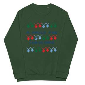 A Smile For Christmas Unisex organic raglan sweatshirt - TRIPLE-A