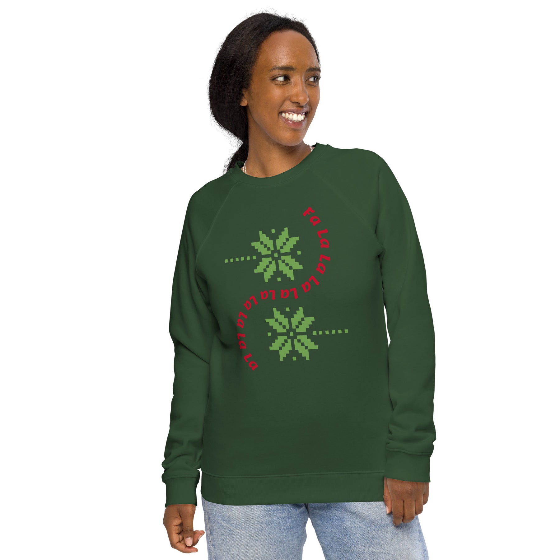 A Smile for Christmas Unisex organic raglan sweatshirt - TRIPLE-A