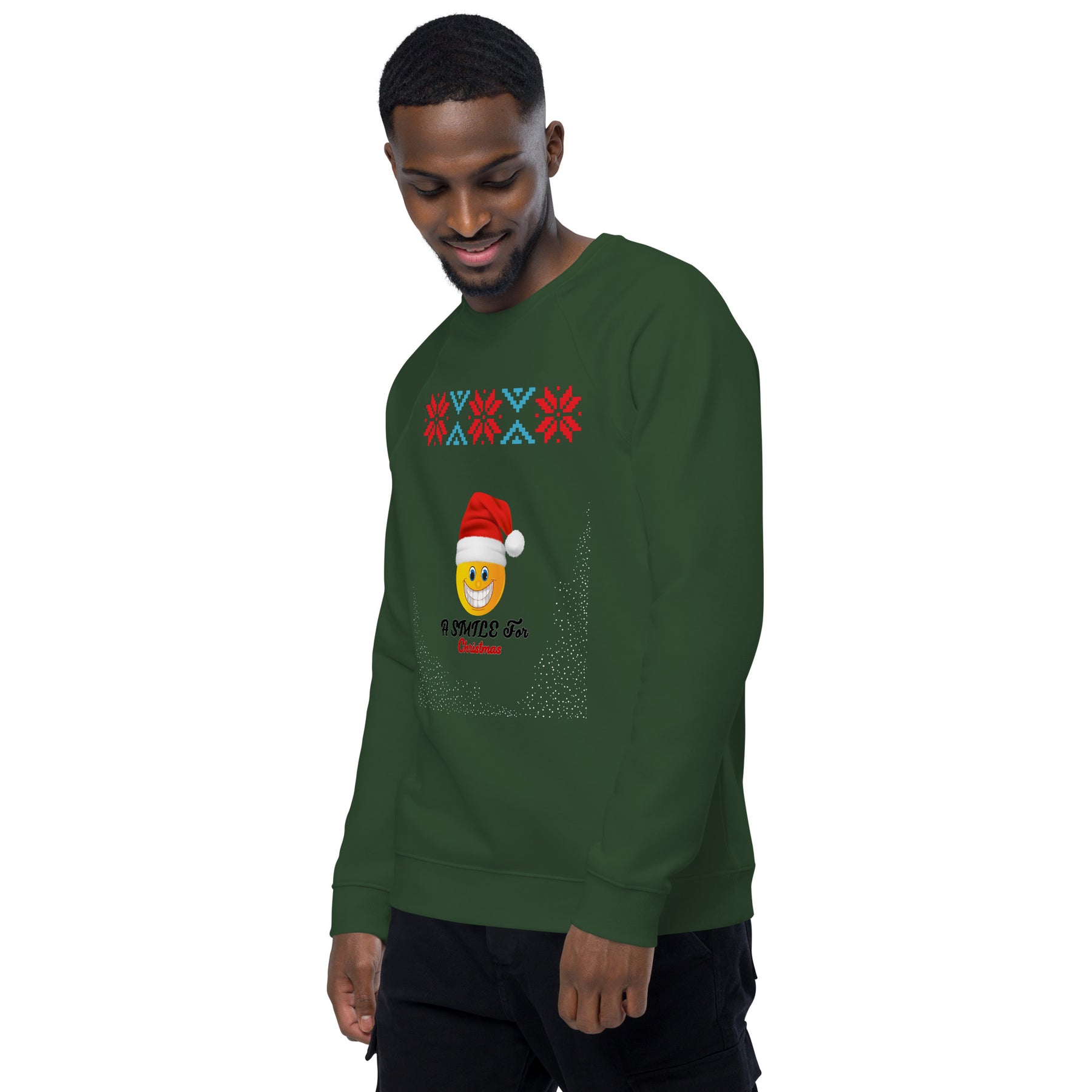 A Smile For Christmas Unisex organic raglan sweatshirt - TRIPLE-A