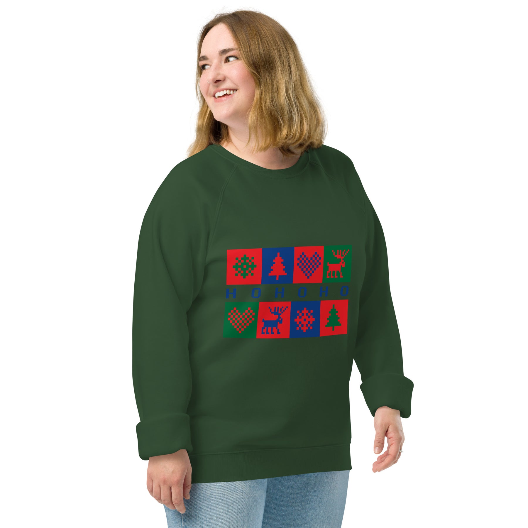 A Smile for Christmas Unisex organic raglan sweatshirt - TRIPLE-A