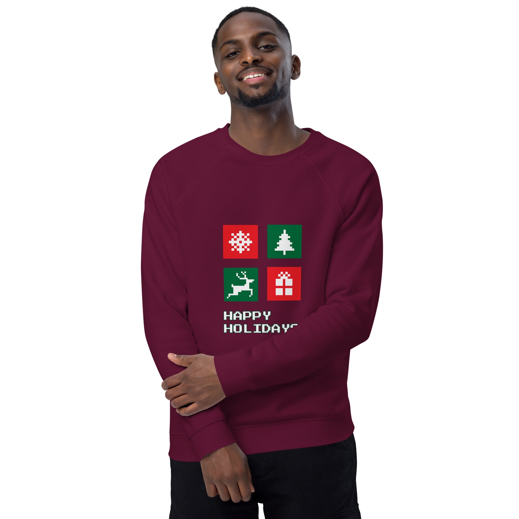 A Smile for Christmas Unisex organic raglan sweatshirt - TRIPLE-A