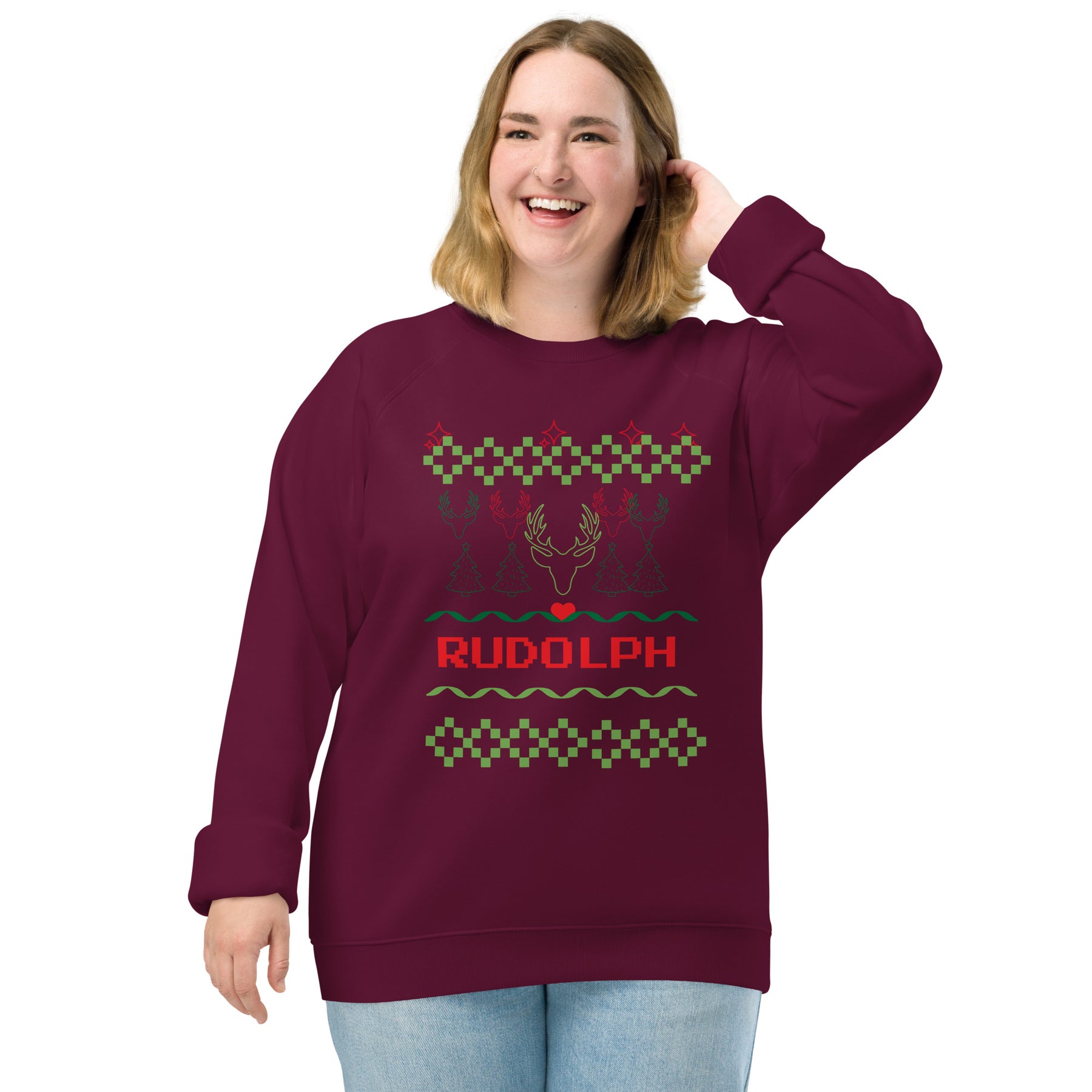 A Smile for Christmas Unisex organic raglan sweatshirt - TRIPLE-A