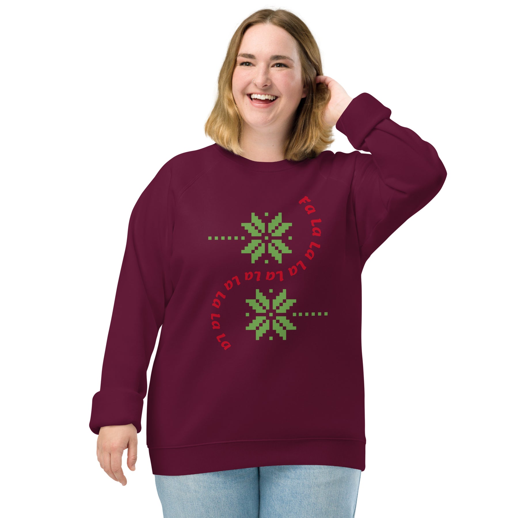 A Smile for Christmas Unisex organic raglan sweatshirt - TRIPLE-A