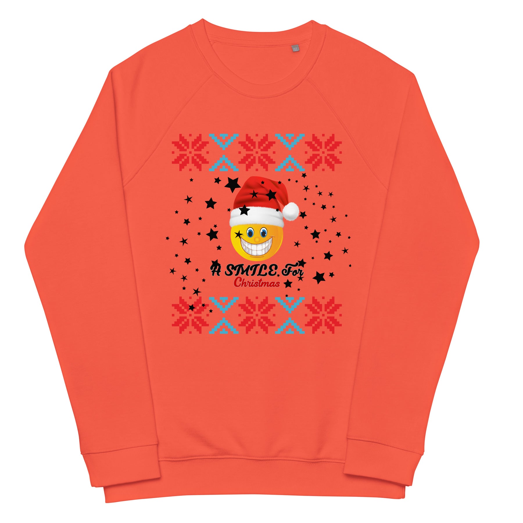 A Smile for Christmas Unisex organic raglan sweatshirt - TRIPLE-A