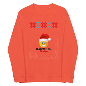 A Smile For Christmas Unisex organic raglan sweatshirt - TRIPLE-A