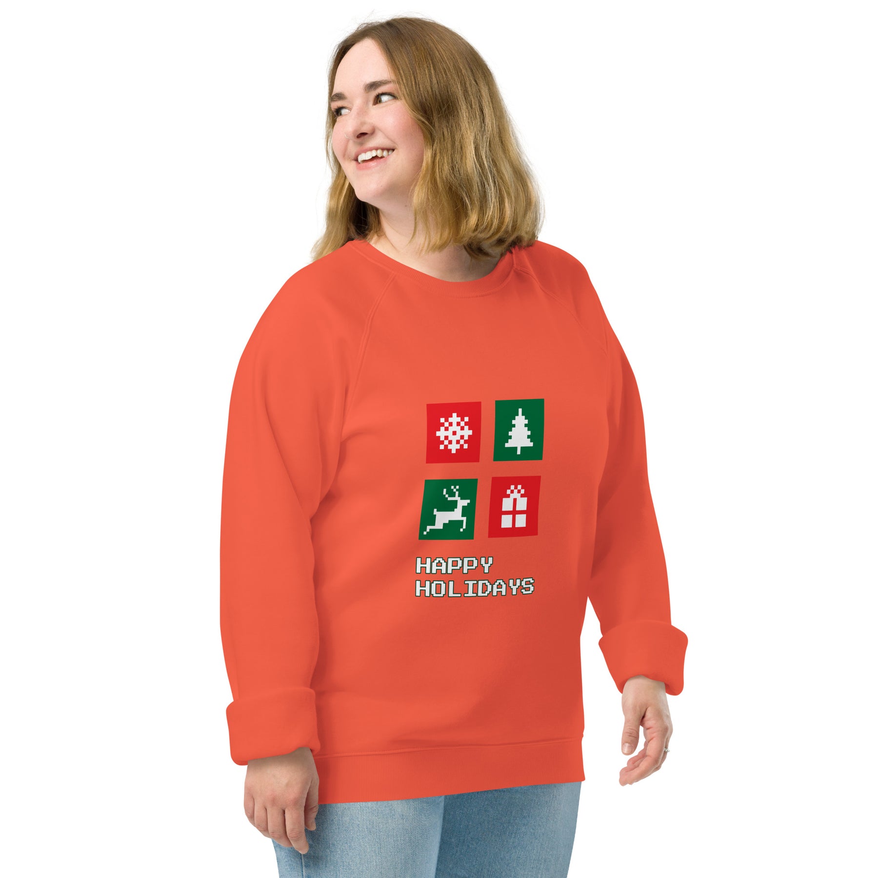 A Smile for Christmas Unisex organic raglan sweatshirt - TRIPLE-A