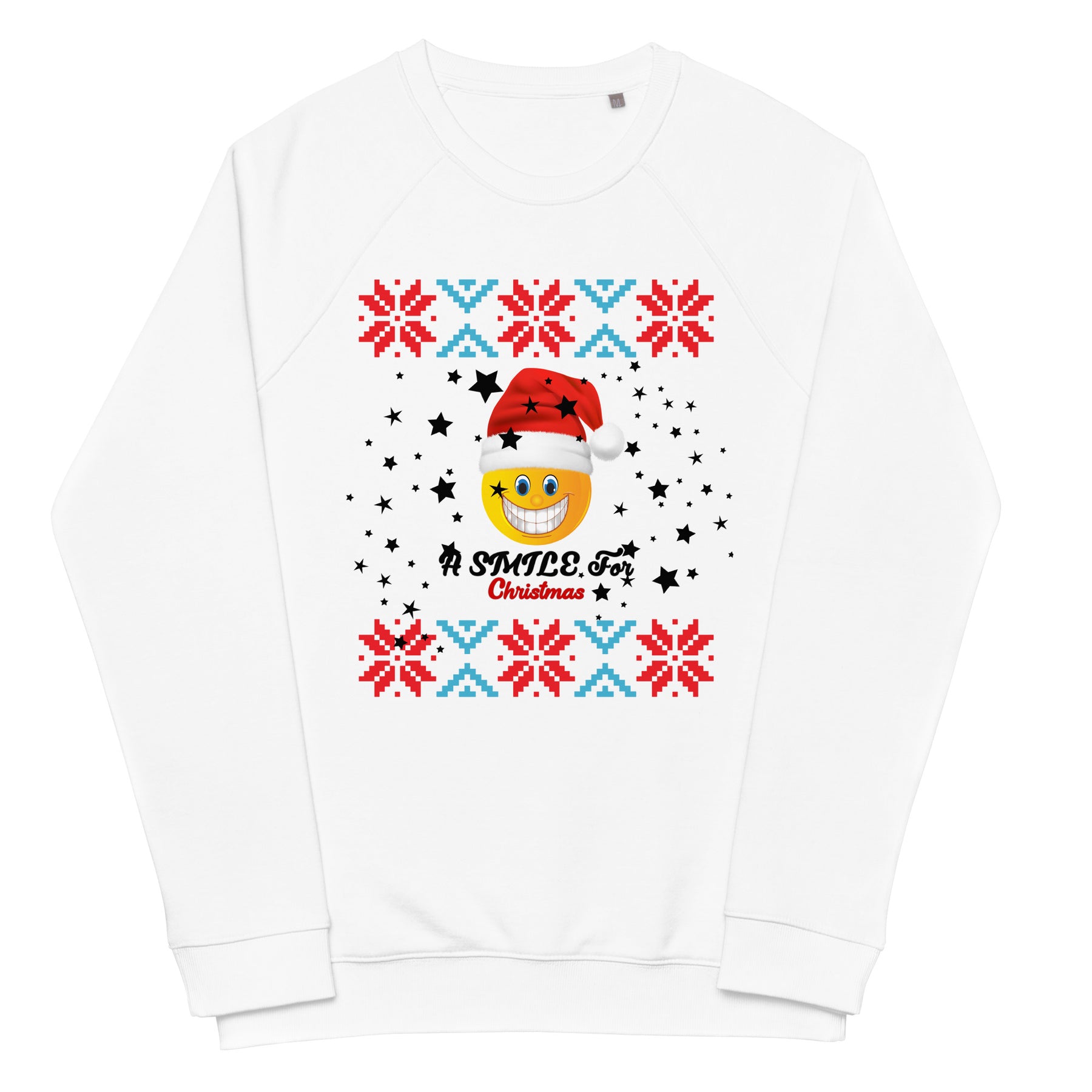 A Smile for Christmas Unisex organic raglan sweatshirt - TRIPLE-A