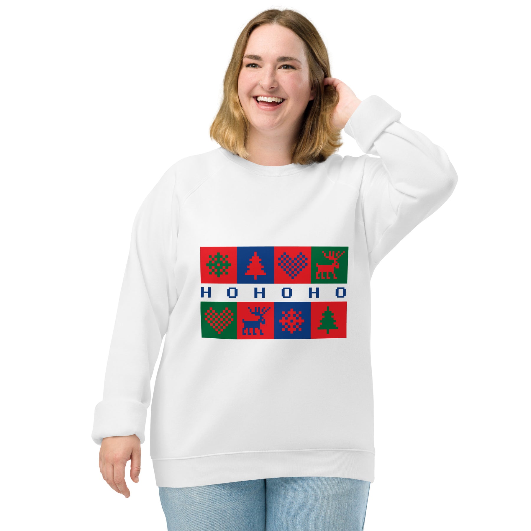 A Smile for Christmas Unisex organic raglan sweatshirt - TRIPLE-A